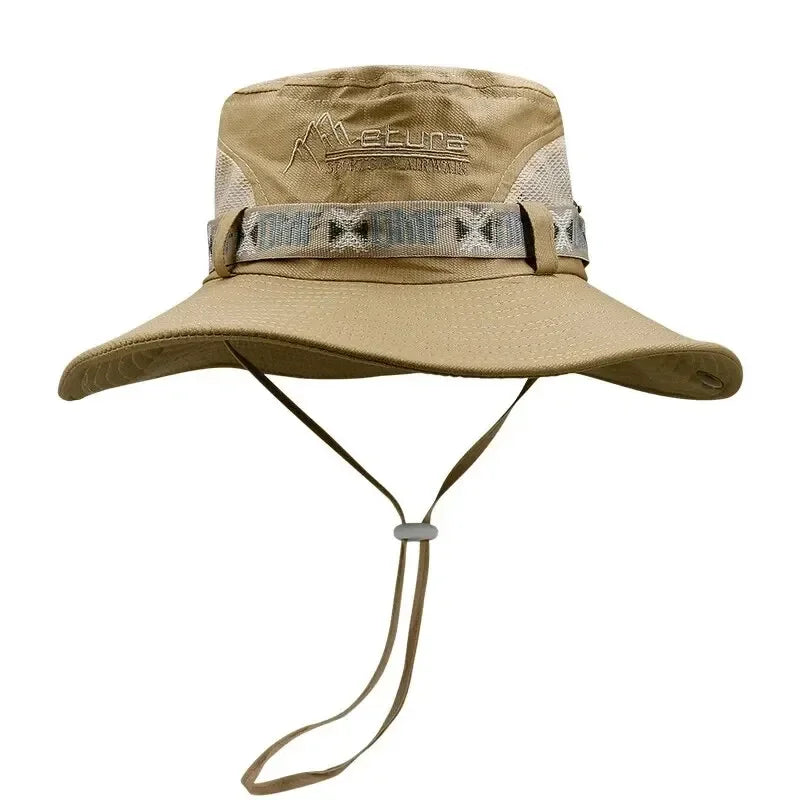 Chapeau bob d'été pour homme, protection UV, large bord, style Panama, idéal pour safari, chasse et randonnée, chapeau de pêcheur en maille, casquette de plage avec protection solaire