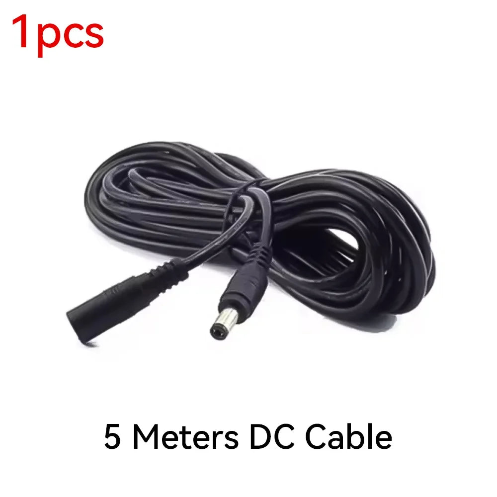 Cordon d'alimentation DC12V avec connecteur mâle vers femelle 5,5 x 2,1 mm pour caméra CCTV de sécurité Noir 3M 5M 10M Câble d'alimentation pour caméra IP