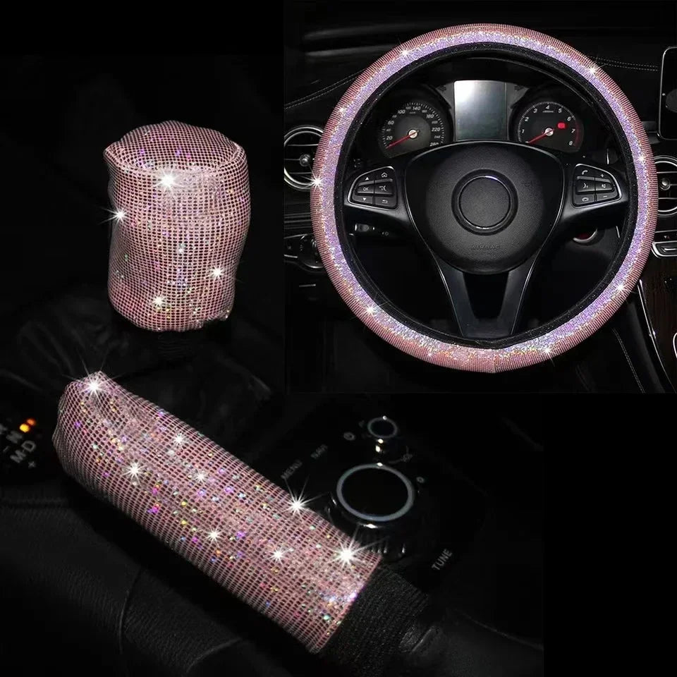 Housse de volant de voiture universelle 37/38cm, housse de poignée élastique, diamant bronzant coloré, accessoires de volant scintillants