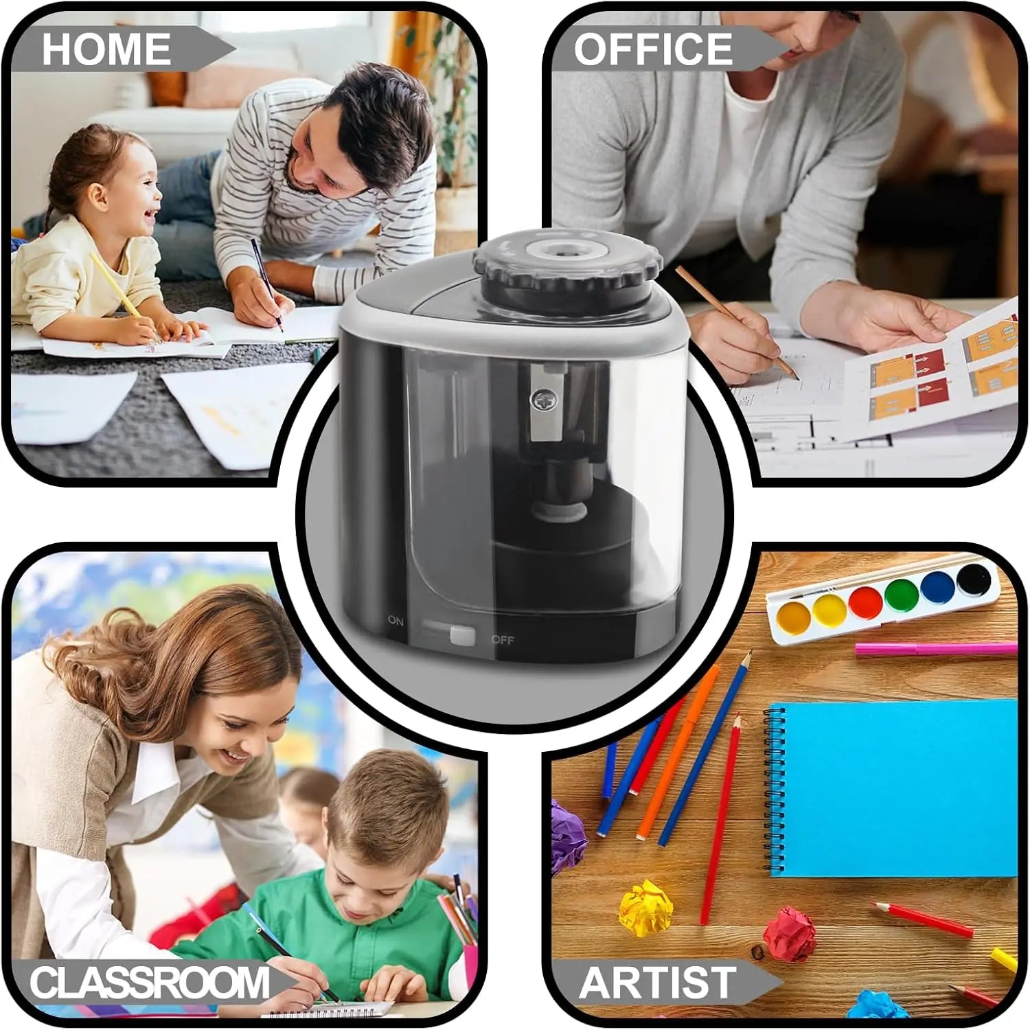 TENWIN – taille-crayon électrique automatique et Portable, adapté aux crayons de 6 à 8mm, pour étudiants, papeterie scolaire