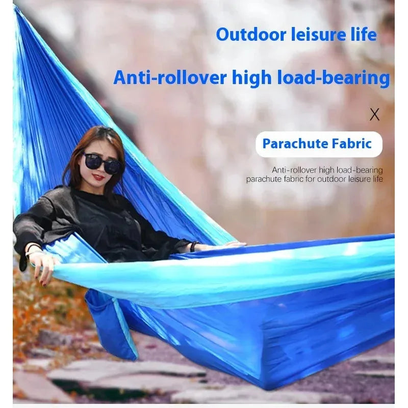 Hamac de camping une place en nylon assorti, en tissu parachute haute résistance, pour lit suspendu portable
