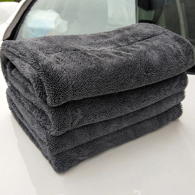 Serviette de nettoyage de voiture en microfibre 1200GSM/600GSM, Double face, Super absorbant, chiffon de nettoyage anti-rayures, doux et pelucheux