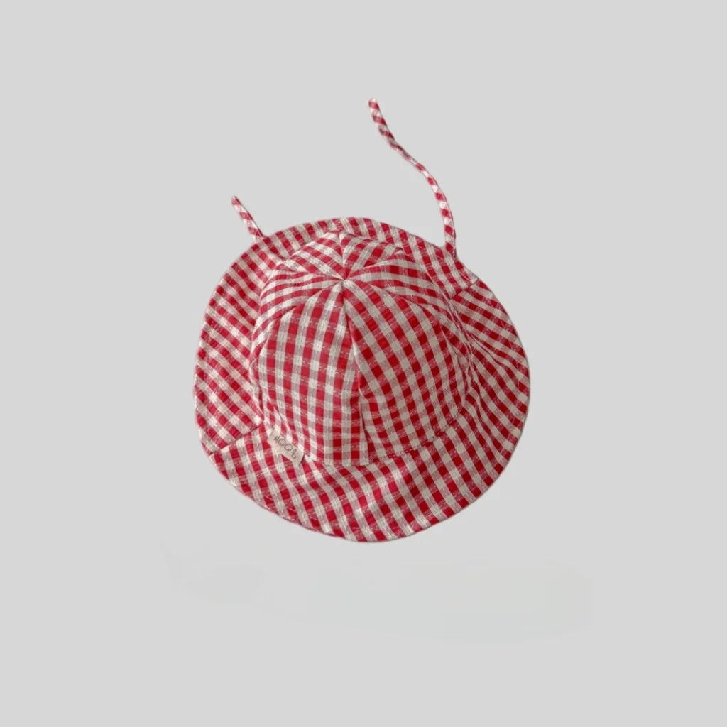 Chapeau bob à carreaux style Instagram pour bébé, idéal pour le printemps et l'été, avec bord fin et large, protection solaire et sangle ajustable