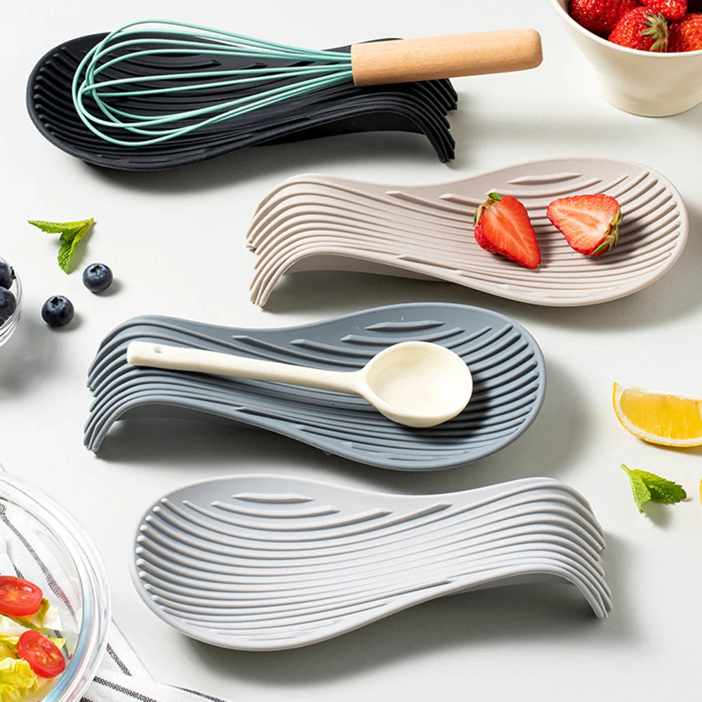 1/4 pièces Porte-cuillères isolé en silicone résistant à la chaleur, set de table, porte-cuillères, étagère à couverts, ustensiles de cuisine