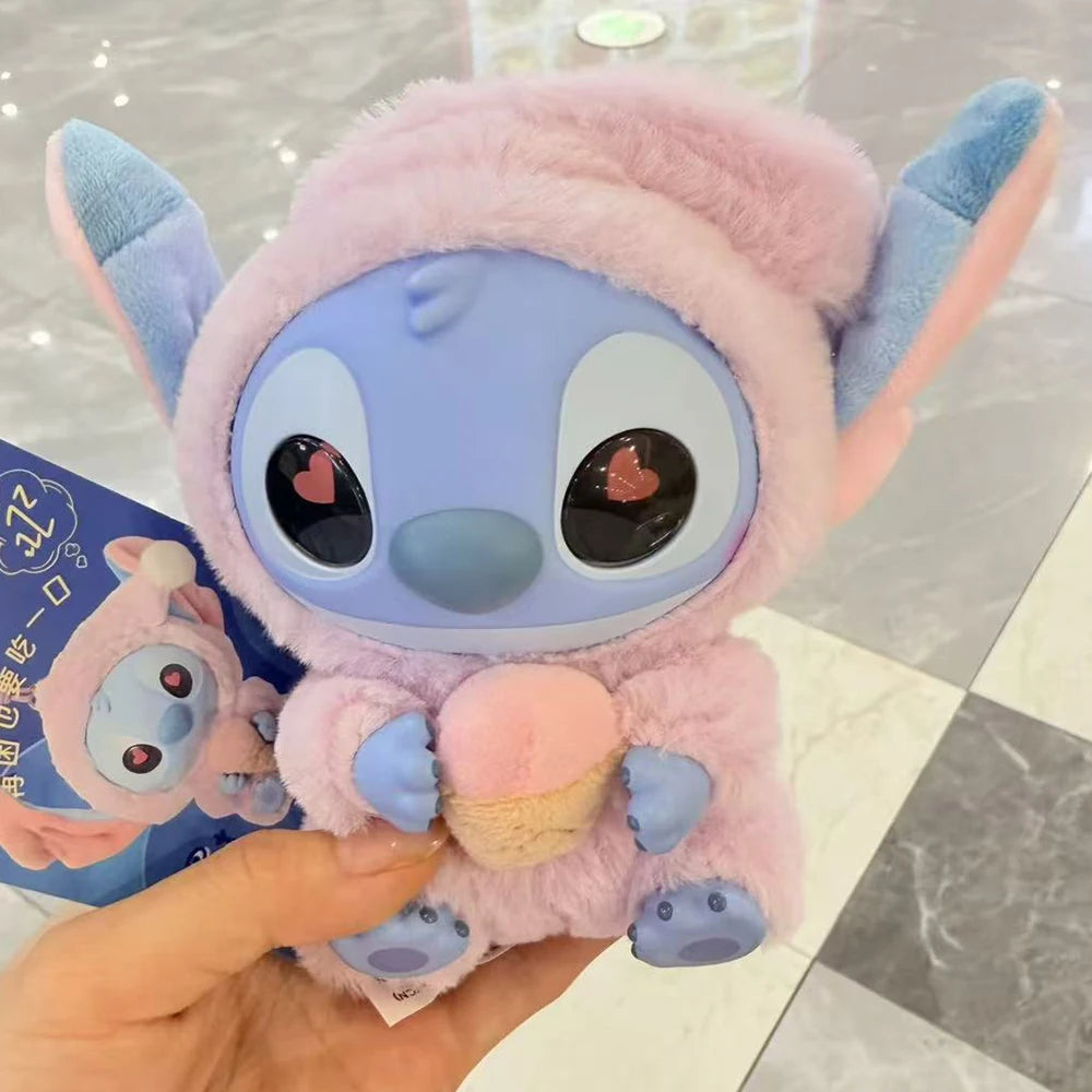 Miniso Stitch manger quelque chose avant de dormir Disney boîte aveugle sac mystère vinyle peluche poupée jouets pendentif Surprise les monstres cadeaux