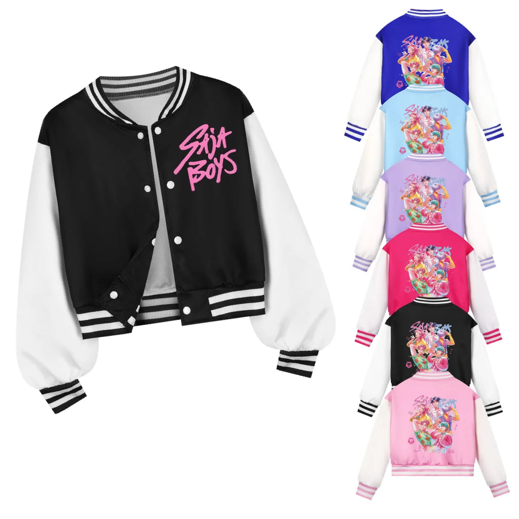 Vêtements pour enfants KPop Demon Hunters Huntrix SAJABOYS - Uniforme de baseball pour garçons - Printemps/Automne - Sweat à capuche décontracté pour bébés et filles - Costume pour enfants