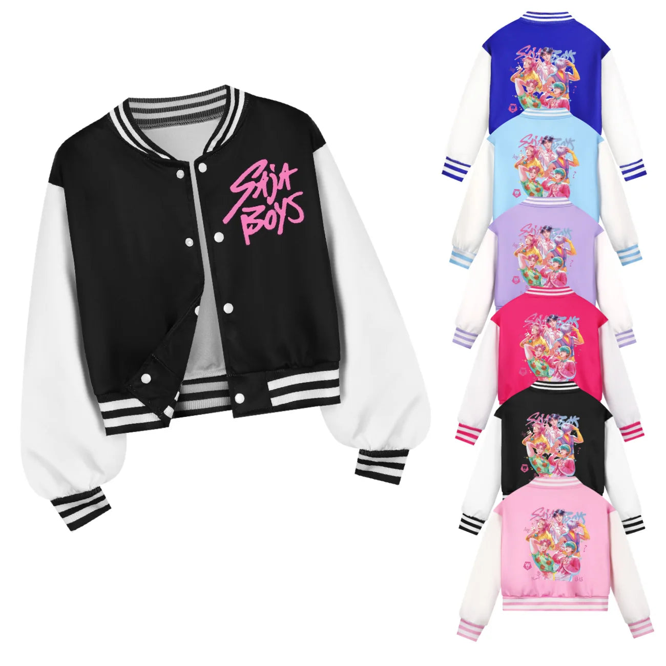 Vêtements pour enfants KPop Demon Hunters Huntrix SAJABOYS - Uniforme de baseball pour garçons - Printemps/Automne - Sweat à capuche décontracté pour bébés et filles - Costume pour enfants