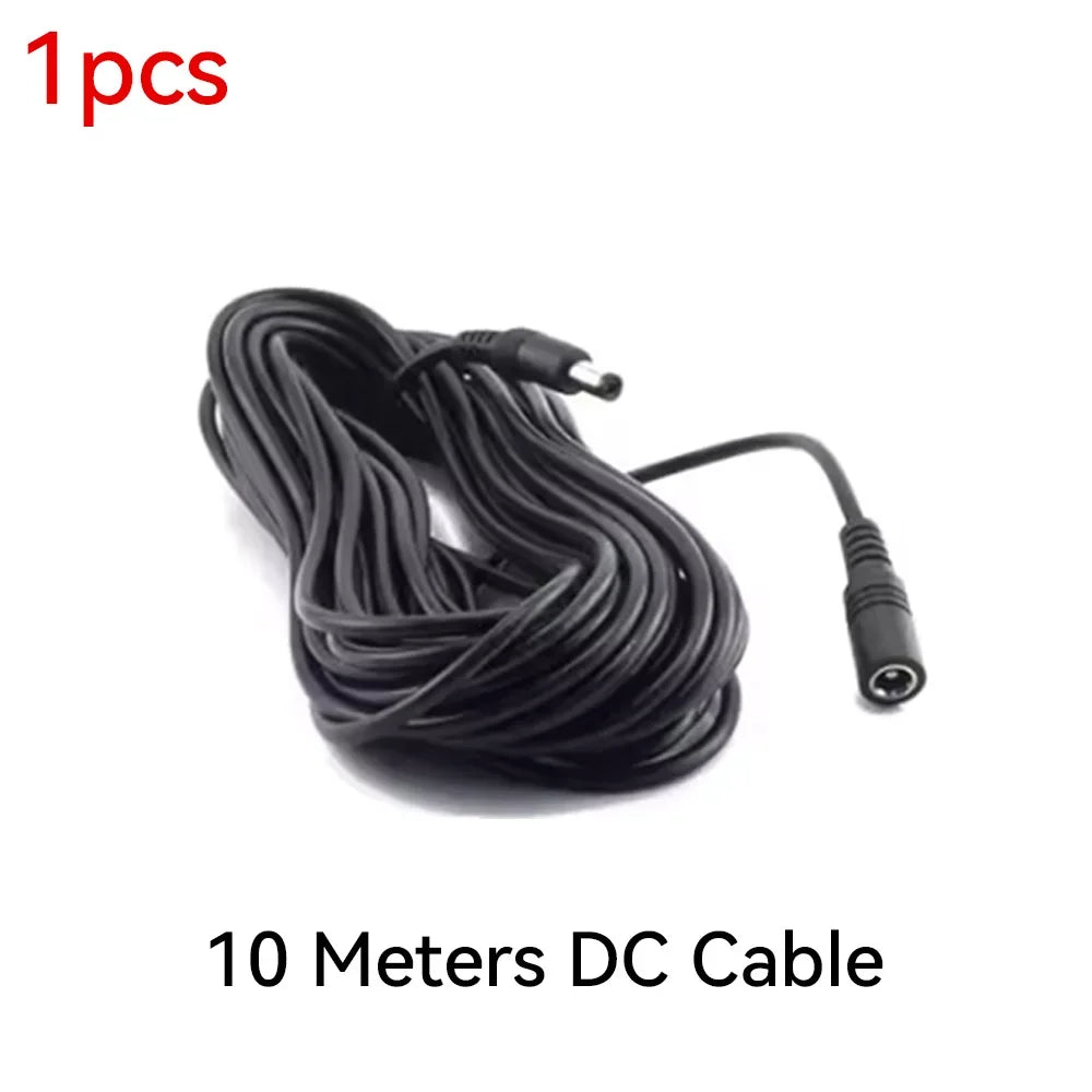 Cordon d'alimentation DC12V avec connecteur mâle vers femelle 5,5 x 2,1 mm pour caméra CCTV de sécurité Noir 3M 5M 10M Câble d'alimentation pour caméra IP