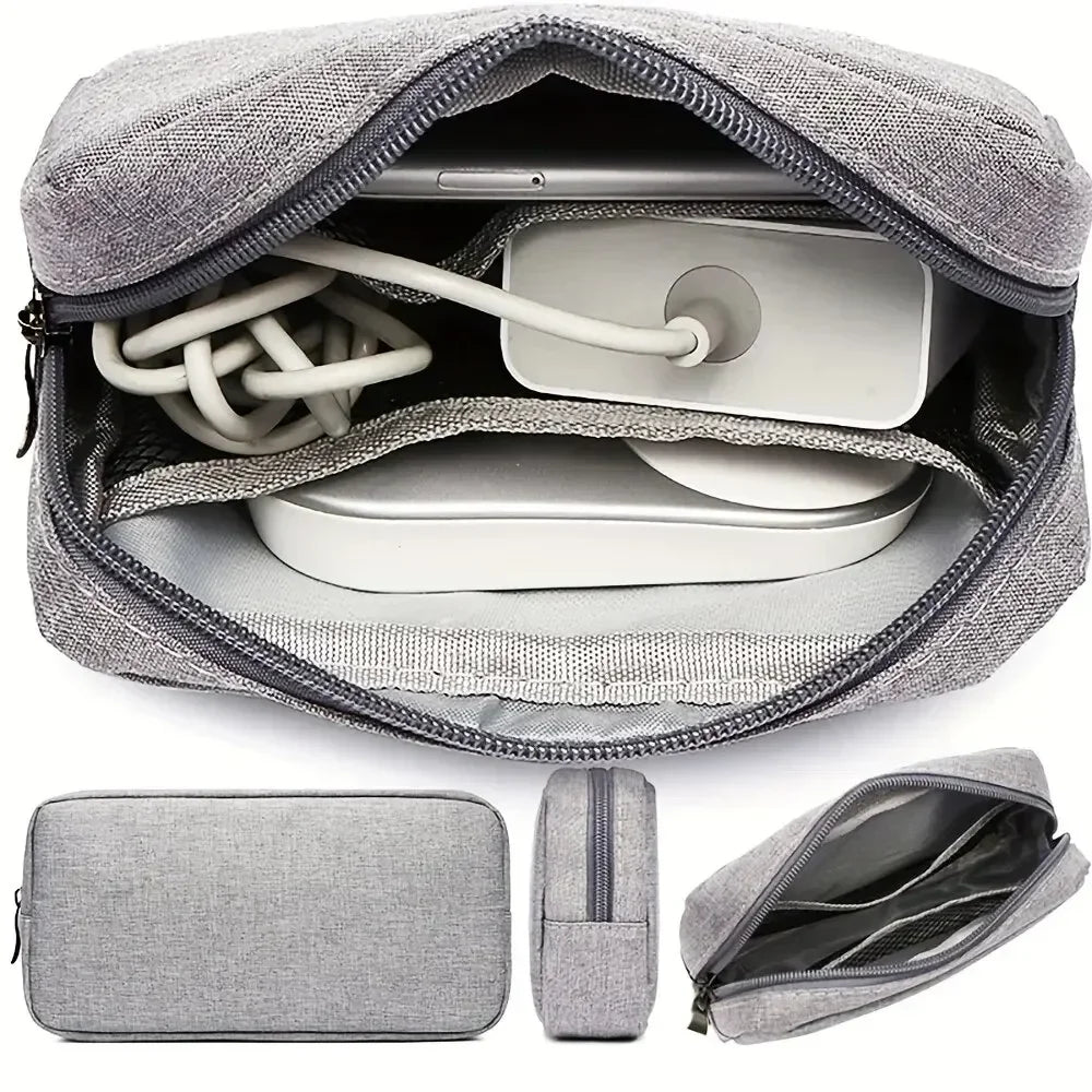 Sacoche de rangement pour câbles et cordons, sac de voyage pour petits appareils électroniques, sac de rangement pour cartes SD et batteries externes
