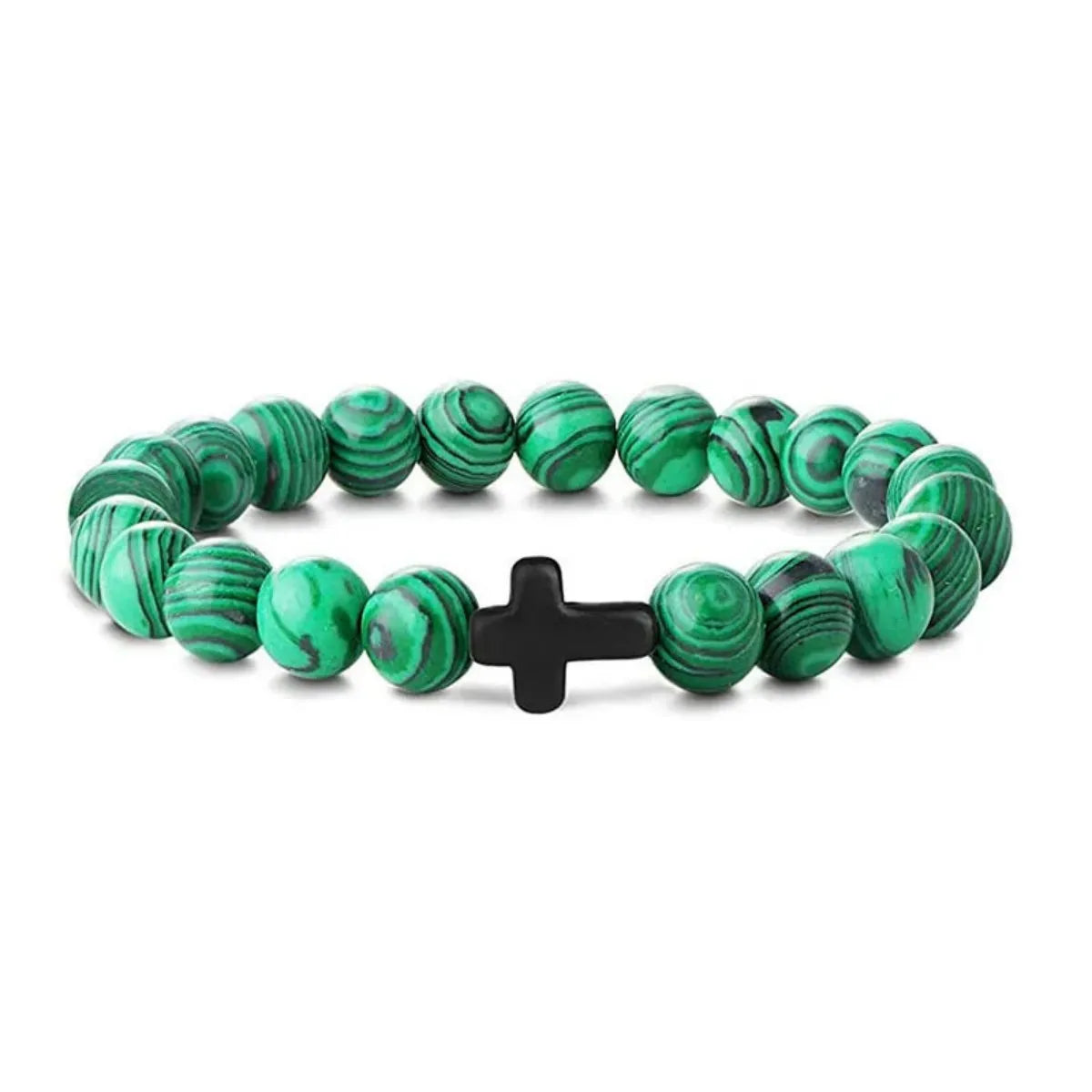 Prière hommes pierre naturelle perles de bois chapelet hématite croix Bracelets Onyx méditation Bracelet femmes Yoga bijoux Homme Pulsera