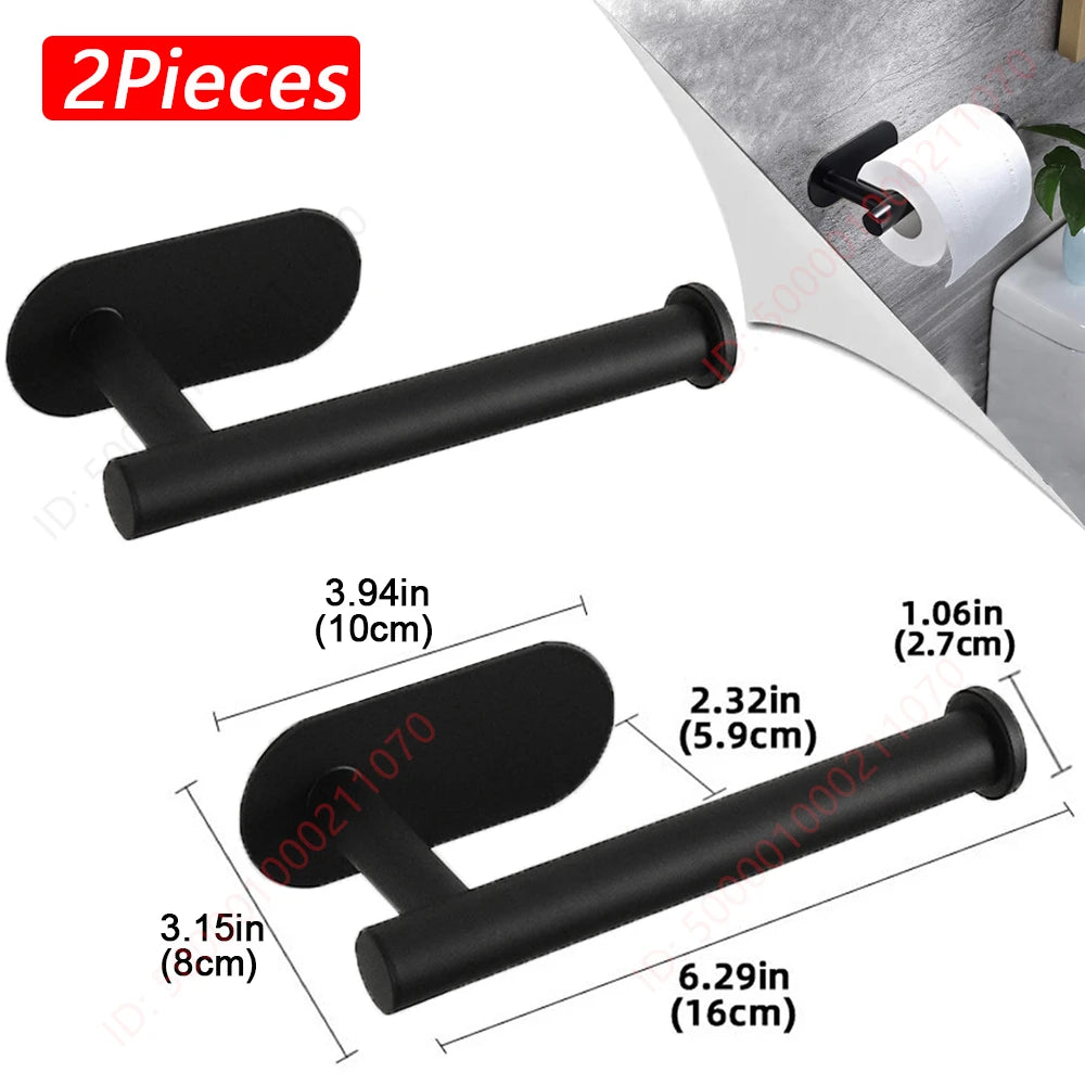 Stainless steel paper roll holder, wall-mounted without drilling, for kitchen, bathroom, wall, and paper towel storage rack.