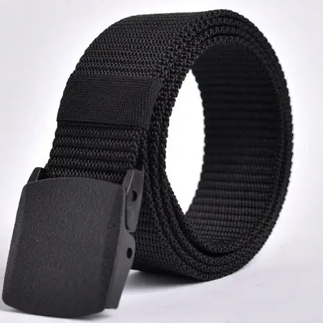 Men's Canvas Belt Plastic Buckle Metal-Free Tactical Waist Belt Outdoor Hiking Webbing Nylon Belt Women's Belt Neutral Belts New