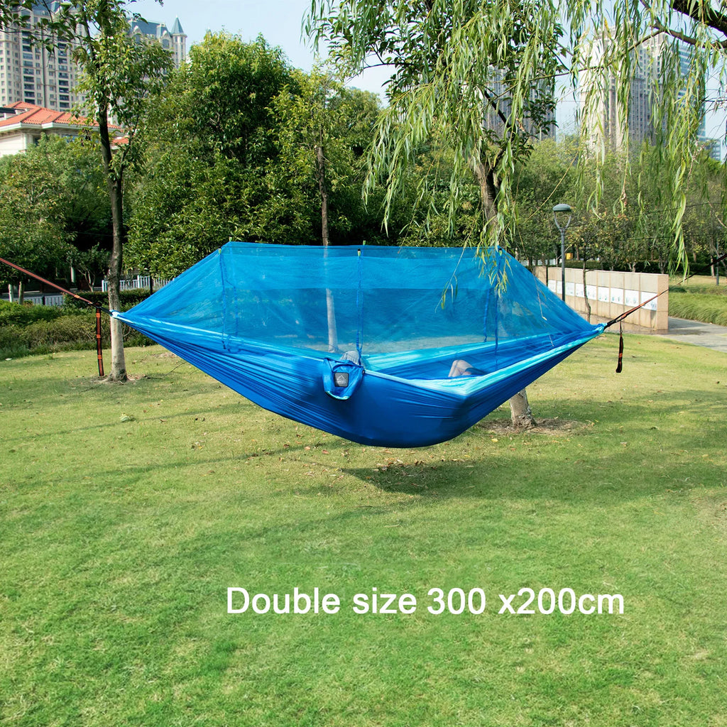 Tissu en nylon portable pour voyage, camping et couchage suspendu, disponible en tailles simple et double. Disponible en versions simple et double. Disponible en version portable et suspendue.