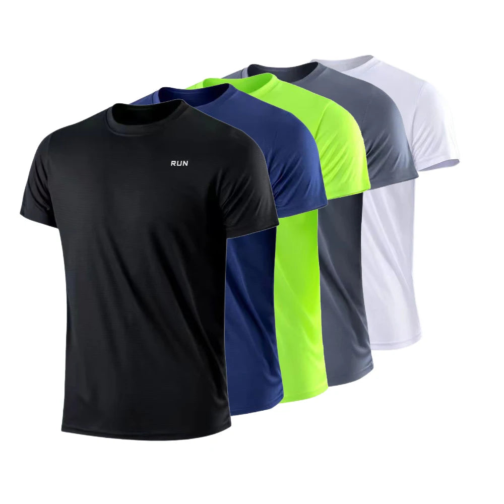 T-Shirt à manches courtes pour hommes, séchage rapide, course à pied, évacuation de l'humidité, col rond, entraînement, exercice, chemise de Sport, hauts légers