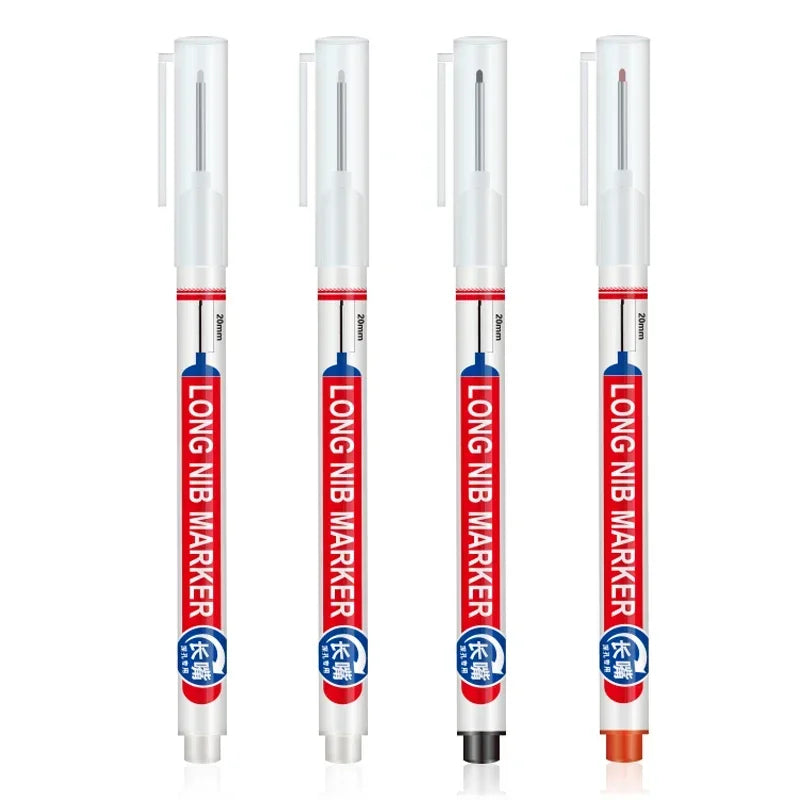 Marqueurs à tête de pointe longue pour stylo perforateur en métal, étanche, salle de bains, décoration du bois, multi-usages, 4 pièces/ensemble 20mm