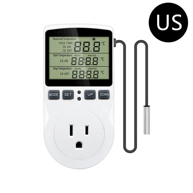 EU Plug Digital Temperature Controller Timer Socket Thermostat With Timer Switch Cooling Heating Temperature Sensor