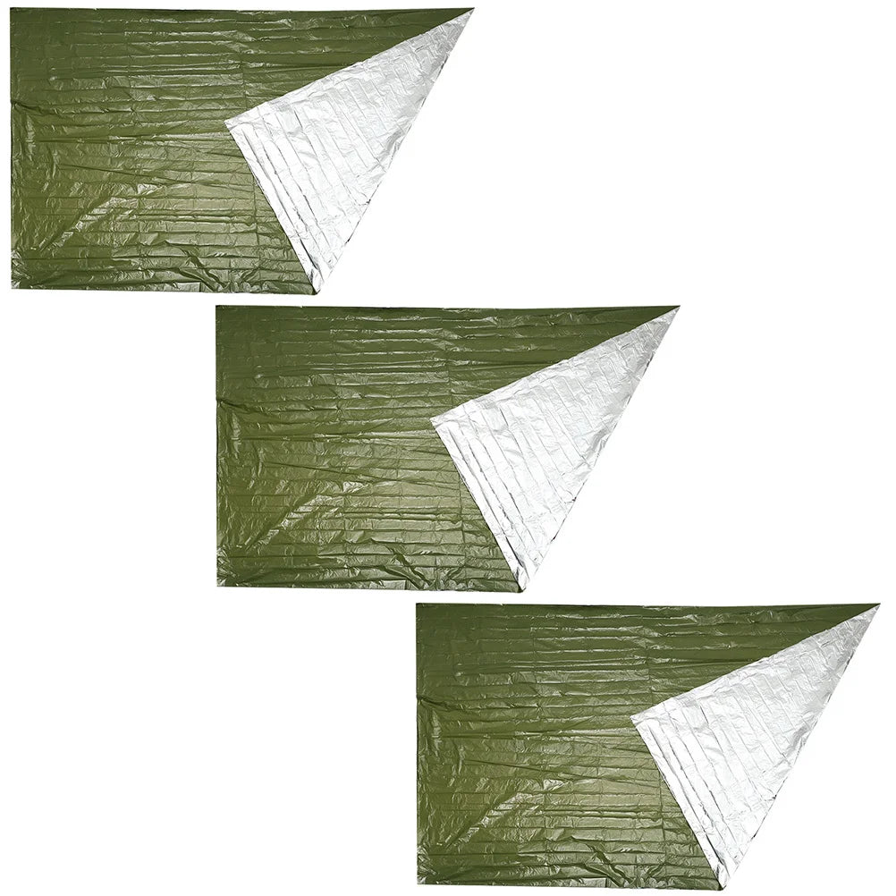 Lot de 3 couvertures de survie aluminisées professionnelles et durables, idéales pour le camping et les situations d'urgence