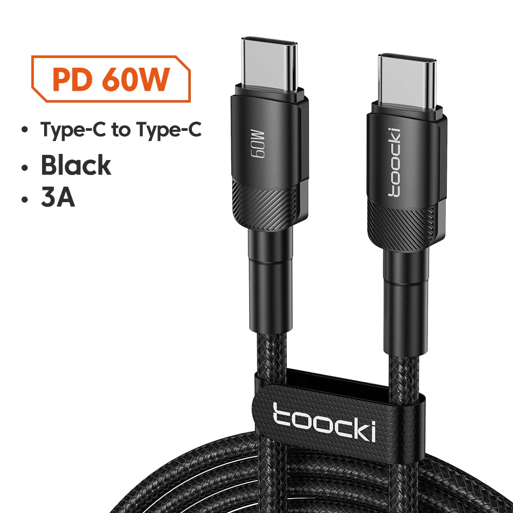 Toocki 100W Type C vers USB C câble PD 3.0 Charge rapide 4.0 Charge rapide Type C vers Type C pour iPhone 15 Macbook Samsung Xiaomi