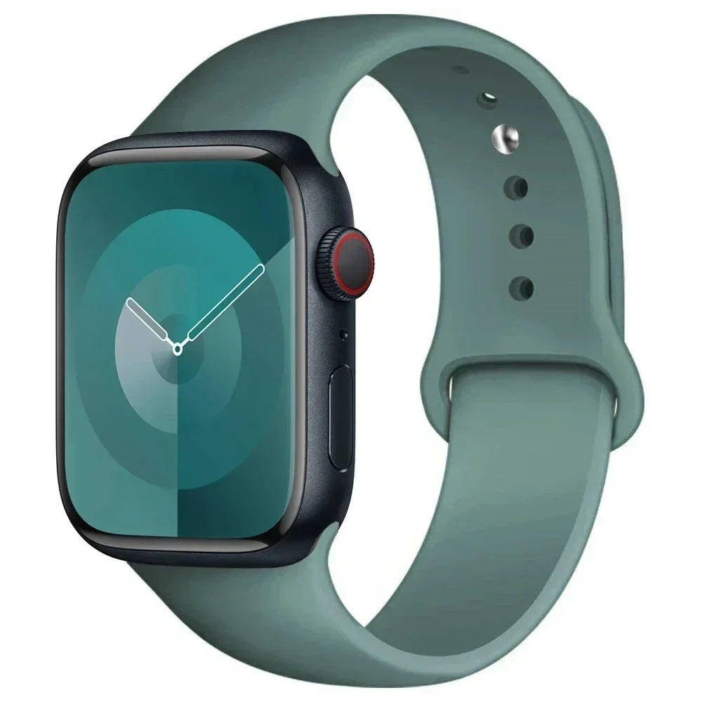 Bracelet en Silicone pour Apple Watch, 44mm 45mm 40mm 41mm 42-46mm, bracelet de sport iwatch série 8 7 6 5 4 9 10 11 SE-Ultra 2/3 49mm