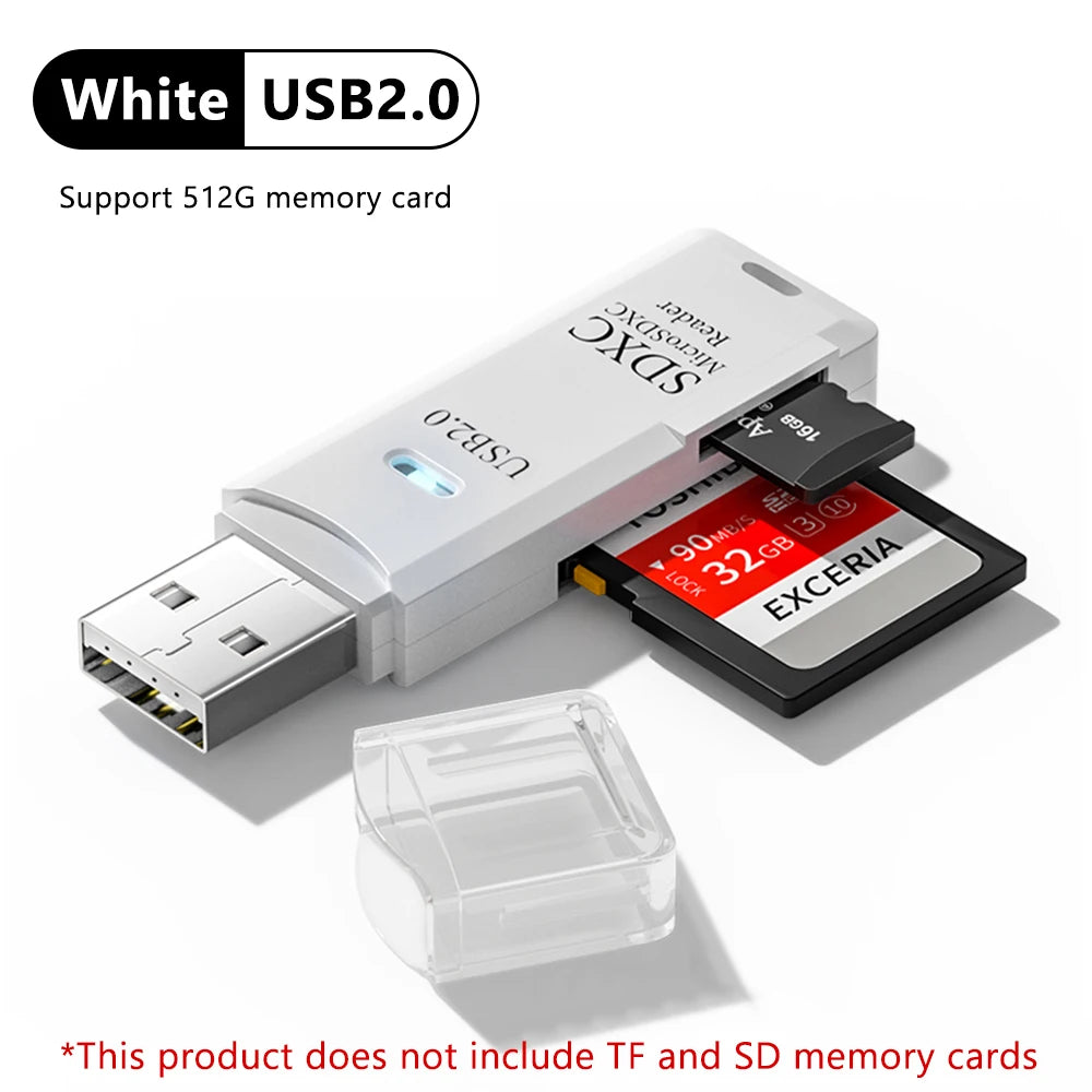 USB 3.0 SD TF Card Reader 2 in 1 High Speed Smart Cardreader Adapter for PC Laptop Notebook Computer Camera Car Mounted