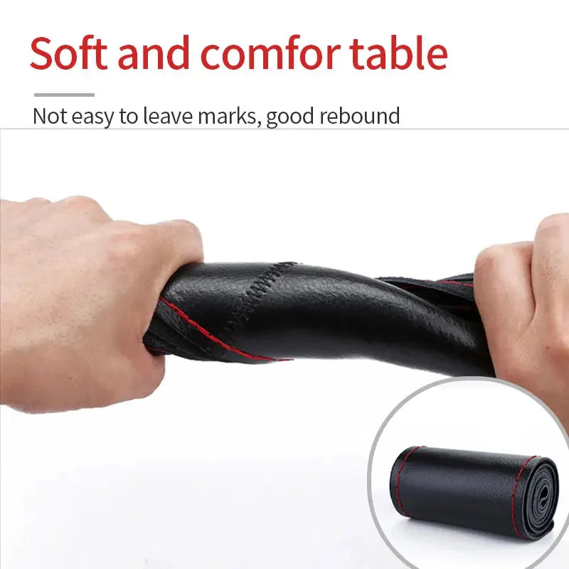 Housse de volant en cuir véritable tressée pour voiture, protection anti-rayures, accessoires de volant
