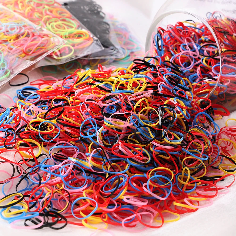 500 pièces/ensemble filles coloré élastique jetable doux élastique cheveux cravate bandeau enfants élastique pour queue de cheval bandes enfants accessoires