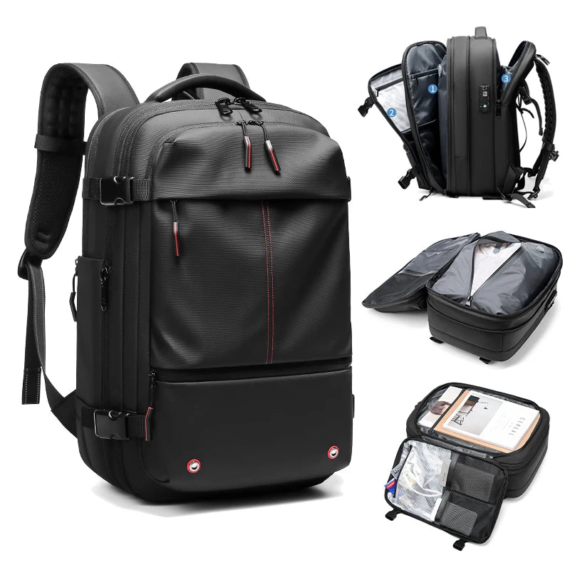 Voyage hommes 17 pouces sac à dos pour ordinateur portable compression sous vide sac à dos affaires grande capacité école sac à dos étendre sac à dos en plein air