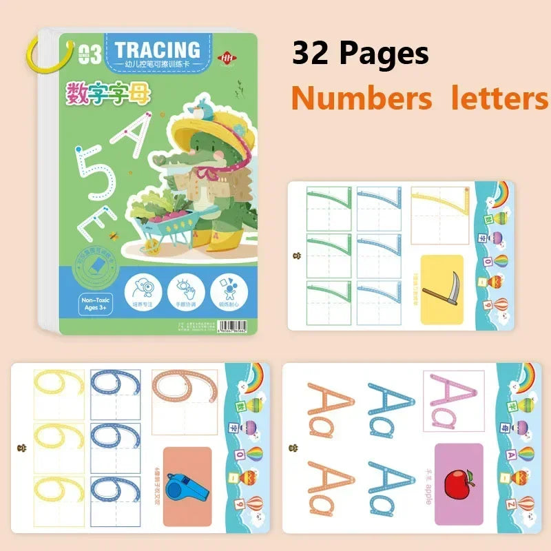 Magical Tracing Workbook Educational Montessori Books for Children Pen Control Training Reusable Calligraphy Copybook Kids Toys