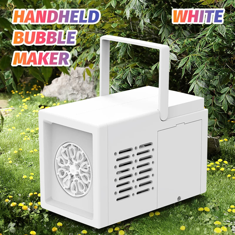 Machine à bulles électrique portable entièrement automatique à 10 trous, jouet idéal pour les fêtes d'anniversaire en extérieur, sans piles ni eau à bulles