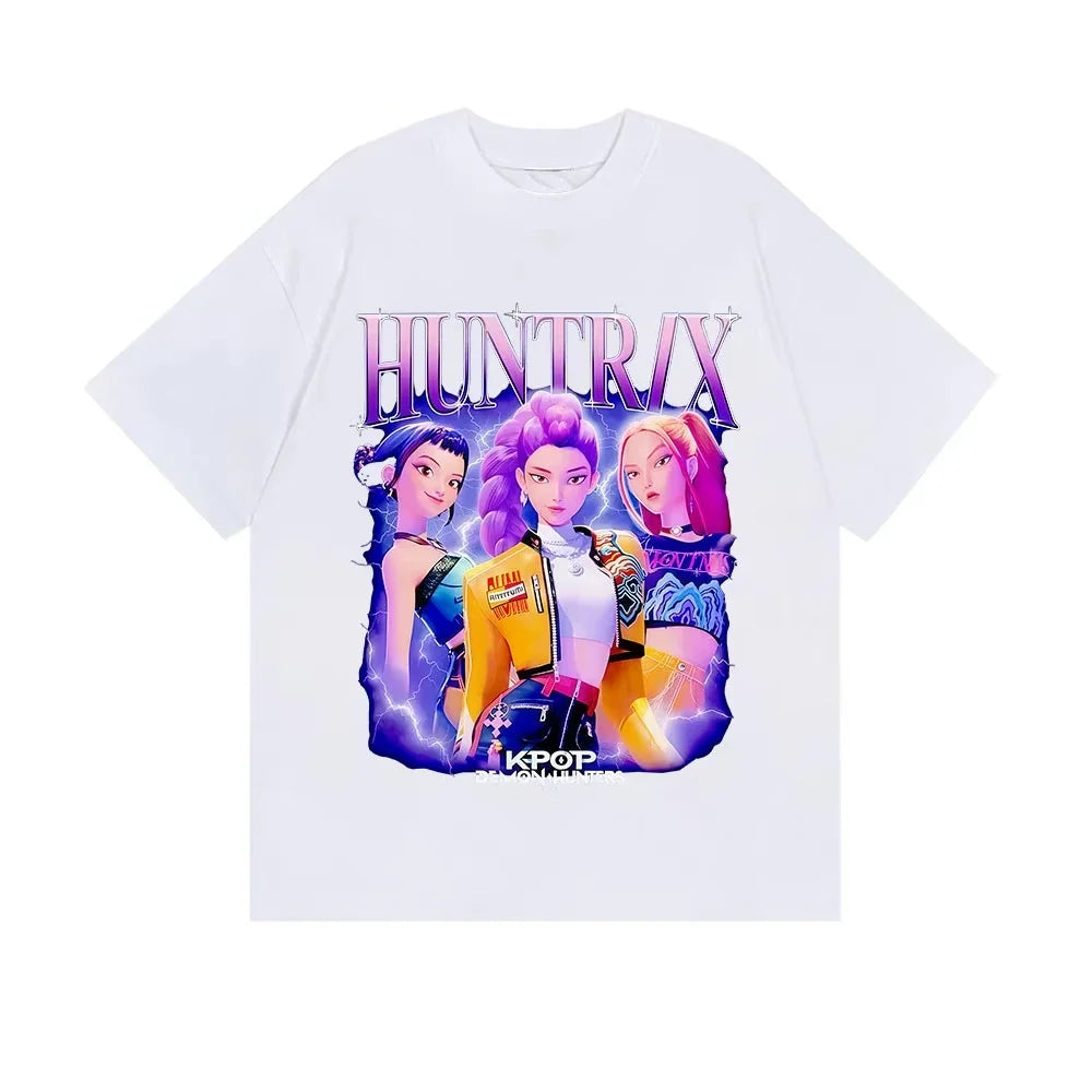 T-shirt enfant tendance et décontracté, imprimé cool, style Kpop Huntrix Devil Hunter, collection été 2026. Idée cadeau d'été