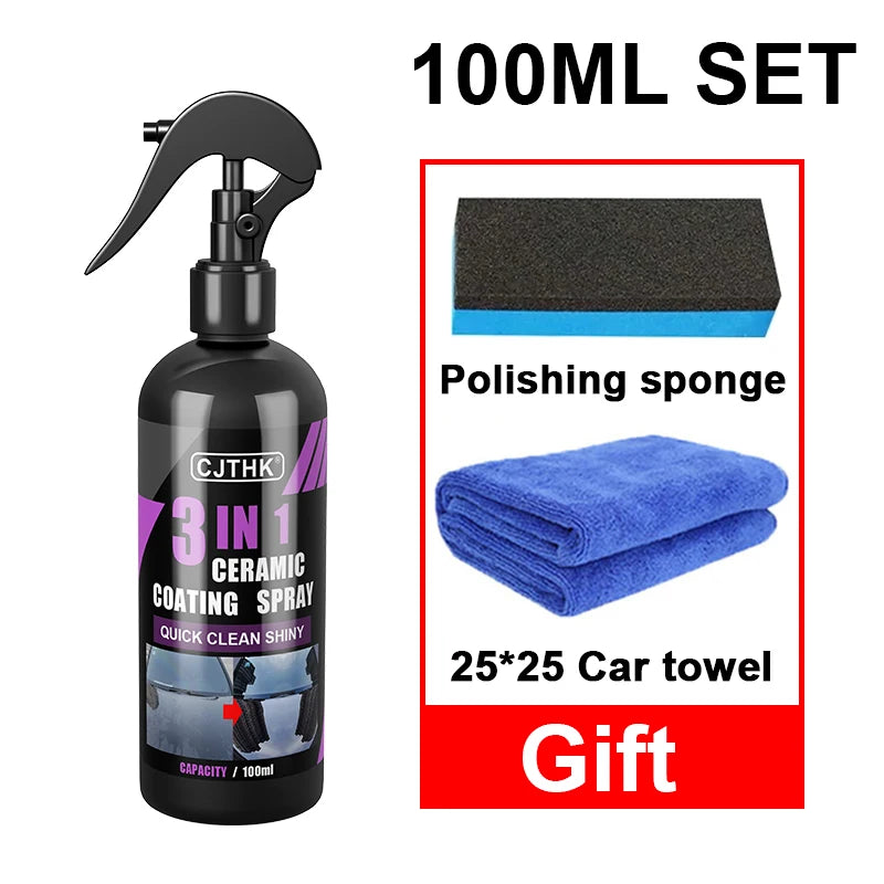 Spray de revêtement liquide en céramique 3 en 1 pour voiture, couche hydrophobe Nano cristal, Agent de polissage, peinture à haute brillance, cire de Protection, soins de voiture