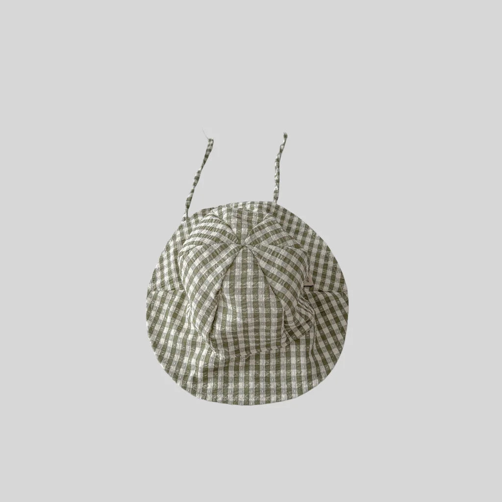 Chapeau bob à carreaux style Instagram pour bébé, idéal pour le printemps et l'été, avec bord fin et large, protection solaire et sangle ajustable