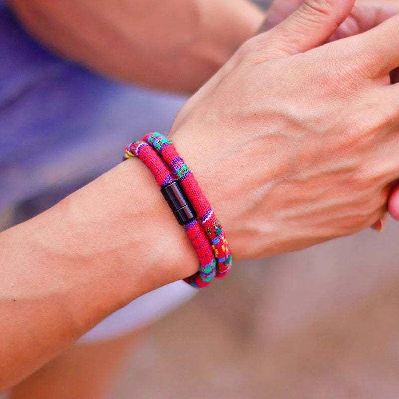Nouveauté pour homme : Bracelet bohème en corde, bracelet magnétique, bracelet d'aventure et de survie, bracelet de plage et de surf.