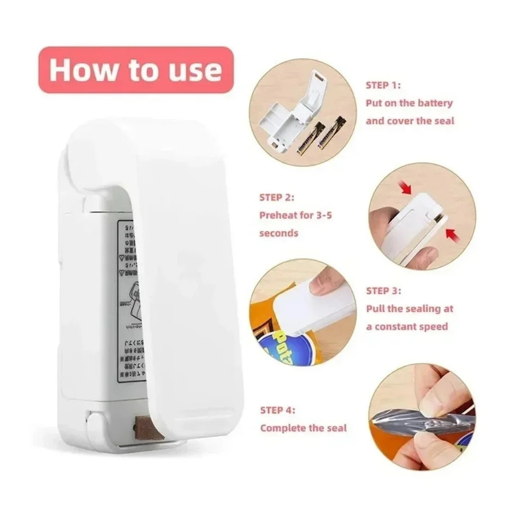 1PC Snack Sealer Mini Heat Bag Sealing Machine Package Sealer Portable Kitchen Thermal Plastic Food Bag Closure Accessories Tool