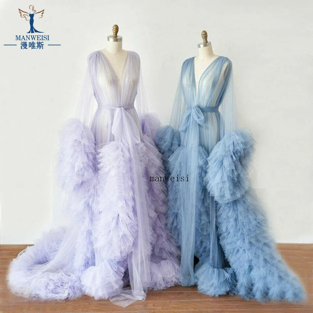 Robes de maternité, peignoirs longs en tulle pour femmes, robes de chambre pour séances photo, anniversaires, robes de mariée sexy et moelleuses, vêtements de nuit pour fêtes, robes sur mesure 2021