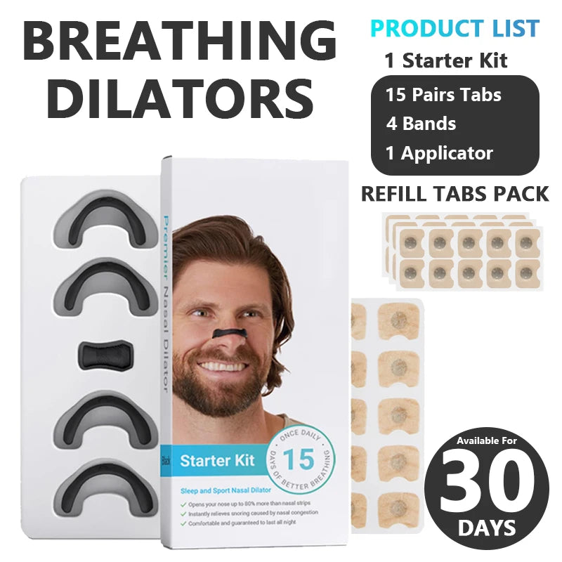 Kit de démarrage de dilatateurs respiratoires nasaux magnétiques, 15/30 jours, pour améliorer la qualité du sommeil, bande buccale Anti-ronflement