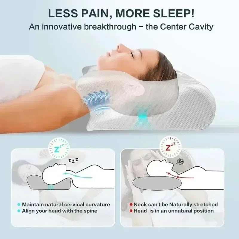 Oreiller à mémoire de sommeil papillon en mousse à mémoire de forme, oreiller profilé pour le cou, soulagement de la douleur, soutien de l'estomac, oreiller confortable