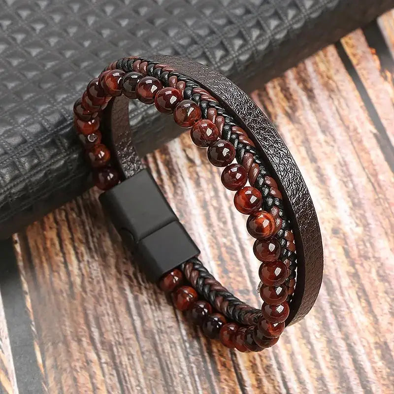 Bracelet en cuir classique pour hommes, nouveau Style, tissé à la main, multicouche, accessoire combiné, mode homme, bijoux, vente en gros, livraison directe