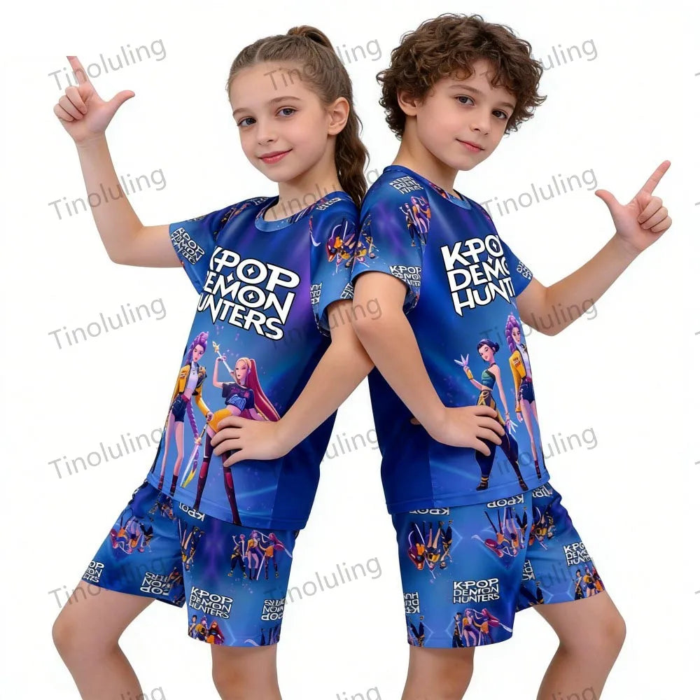 Pyjamas pour filles et enfants de 3 à 12 ans - Pyjama court d'été pour petits garçons - Thème Kpop Demon Hunters