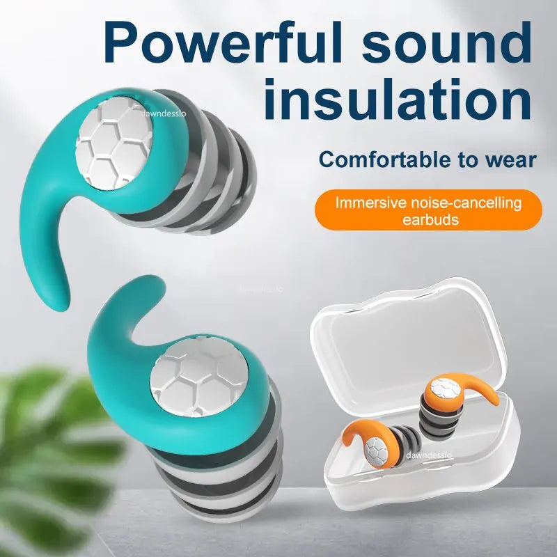 Une paire de bouchons d'oreille en silicone souple avec réduction de bruit, étanches, confortables à porter, adaptés pour dormir et nager