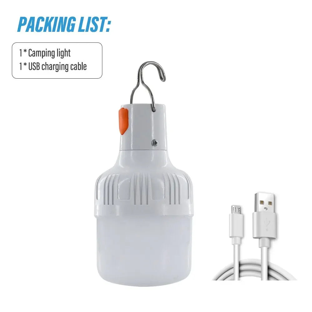 Portable Rechargeable LED Camping Light with Hook Dimmable Tent Lantern Emergency Night Lamp for Hiking Travel Adventure Use