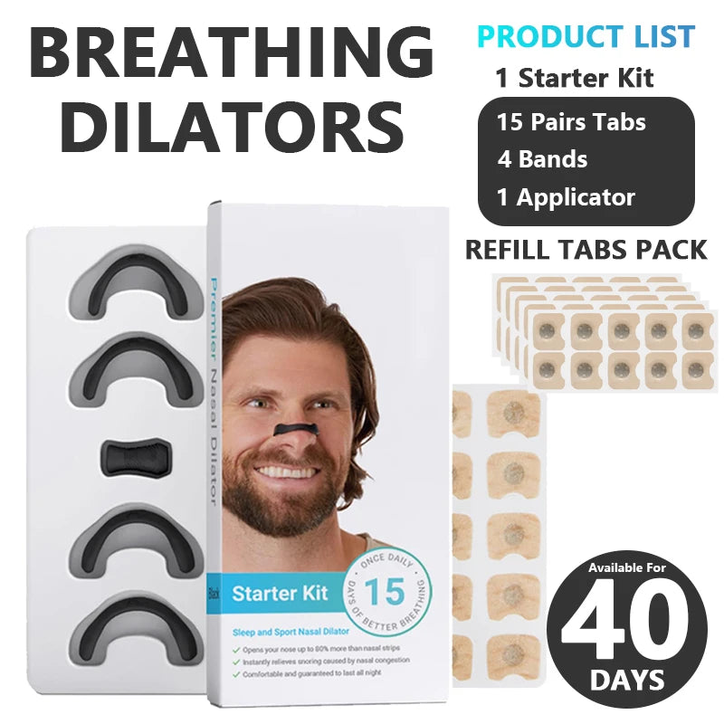 Kit de démarrage de dilatateurs respiratoires nasaux magnétiques, 15/30 jours, pour améliorer la qualité du sommeil, bande buccale Anti-ronflement