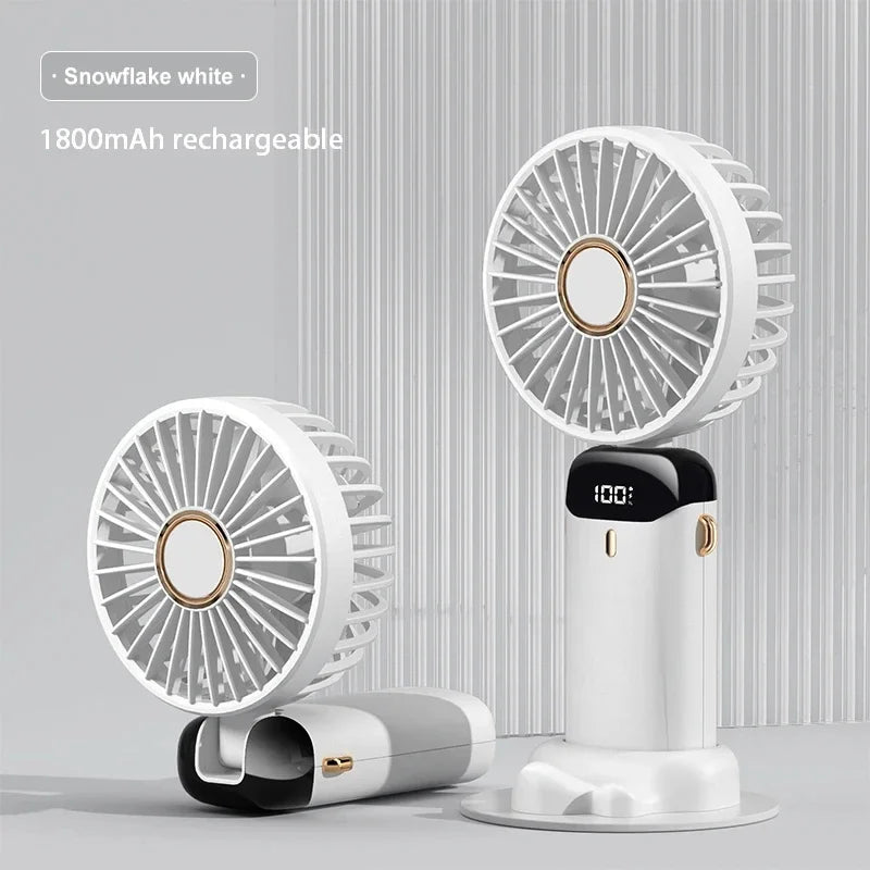 Portable Handheld Personal Rechargeable Fan LED Digital Display 90°Adjustable  Rechargeable Fan , 5 Speed Wind Mini Aromatherapy