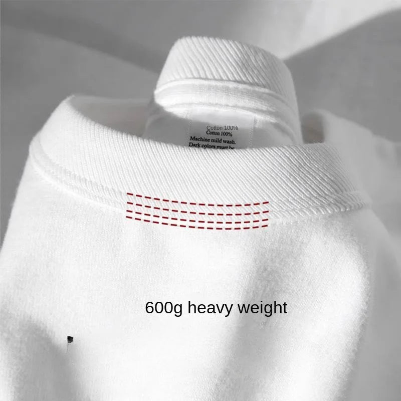 600 grammes 100% coton hommes surdimensionné poids lourd t-shirt été femmes à manches courtes haut décontracté hommes t-shirts