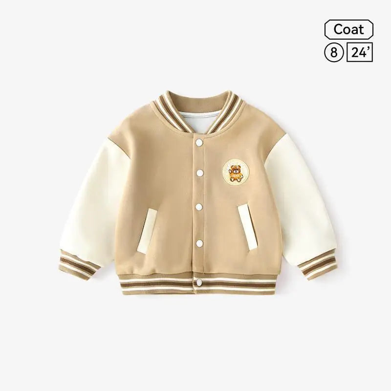 Collection printemps-automne 2025 garçons et filles - Vêtements d'extérieur tendance - Uniformes - Tenue décontractée - Veste de baseball à manches longues style dessin animé