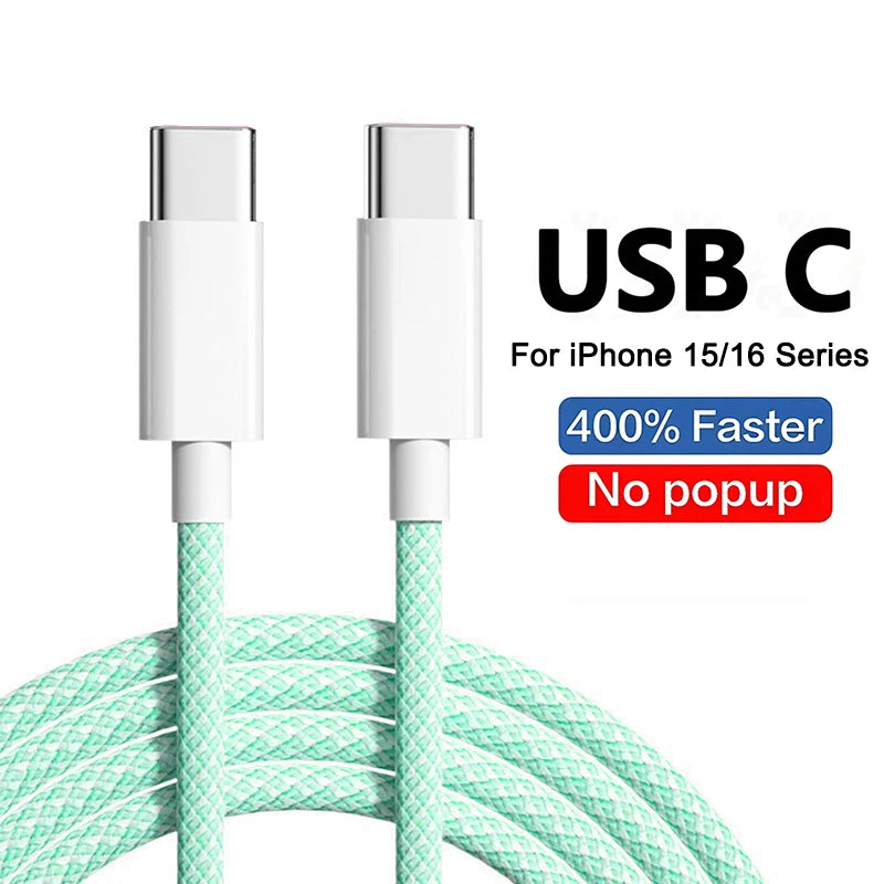 PD 60W chargeur rapide 5A USB C à câble de Type C pour Apple iPhone 16 15 Pro Max Plus charge rapide pour Huawei Samsung Xiaomi câble