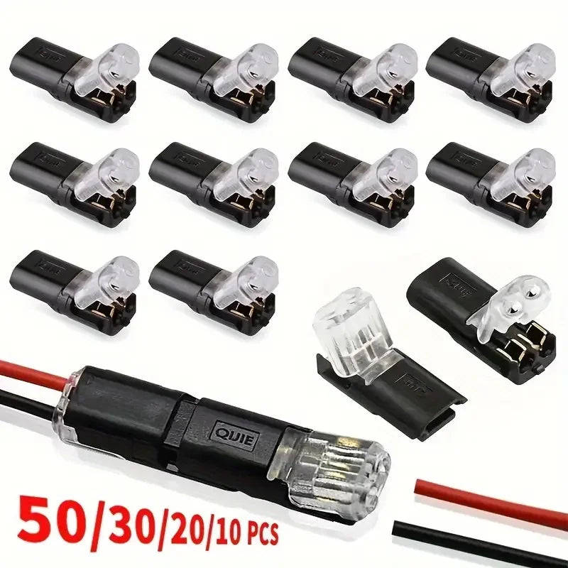 10/20/30/40/50 connecteurs de fils LED enfichables, bornes de fils compactes universelles à 2 broches et 2 voies, aucun dénudage de fils requis