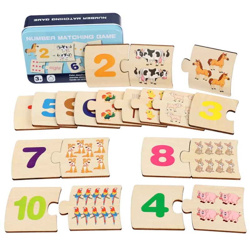 Boîte à fer à repasser pour enfants - Jeu de puzzle en bois avec animaux et nourriture - Jeu d'éveil à la logique et jouets éducatifs