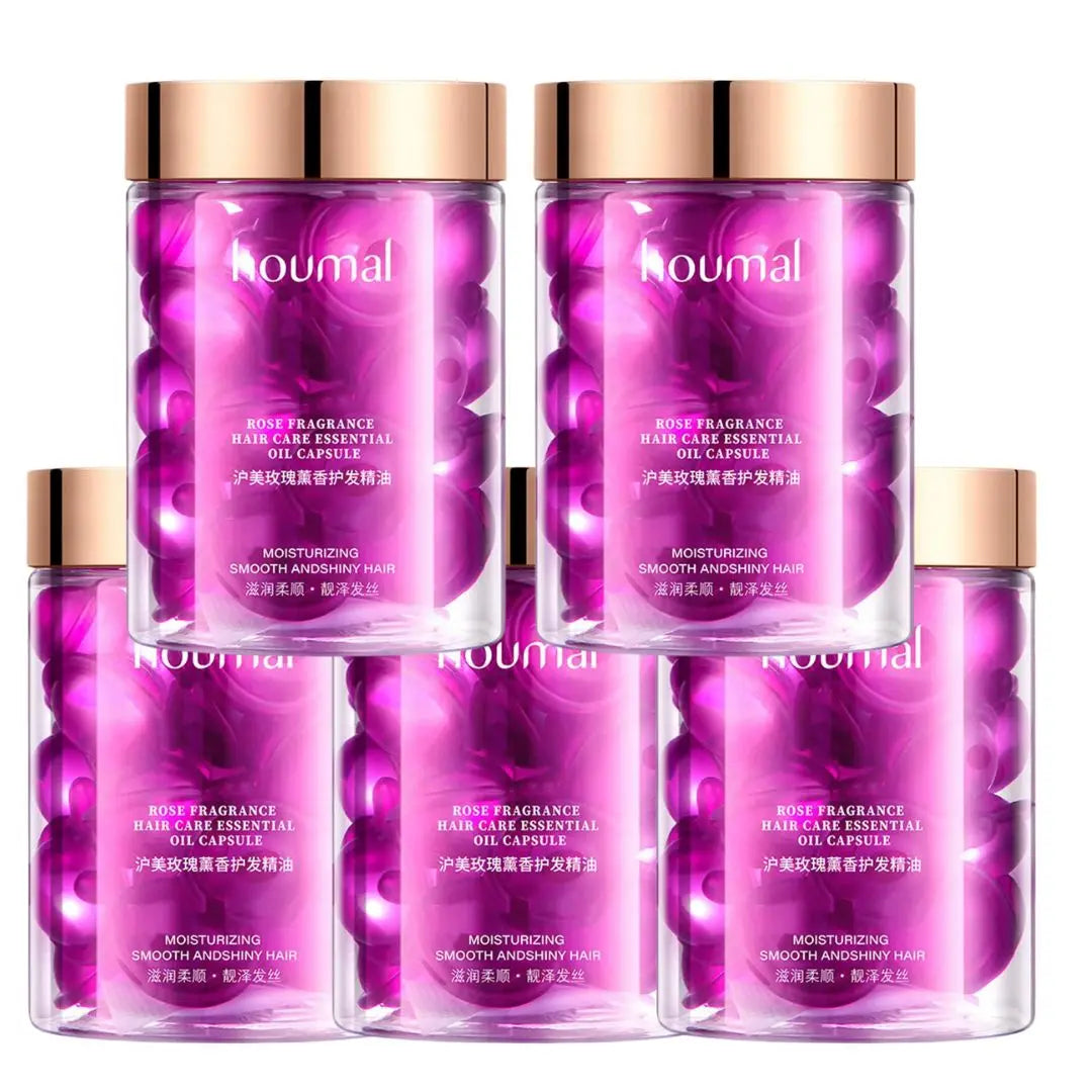 Sérum coiffant pour cheveux secs et indisciplinés, capsules d'huile essentielle de rose, soin sans rinçage anti-frisottis, répare les cheveux secs et abîmés