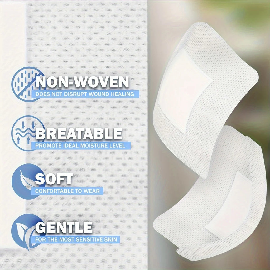 50 pansements adhésifs médicaux hypoallergéniques non tissés de grande taille (6 x 7 cm) pour plaies importantes et premiers soins